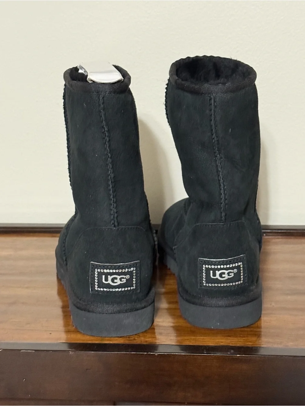 UGG Black Crystal-Studded Short Shearling Boots (NEW!)